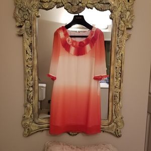 Ombre silk flower lined dress S 4